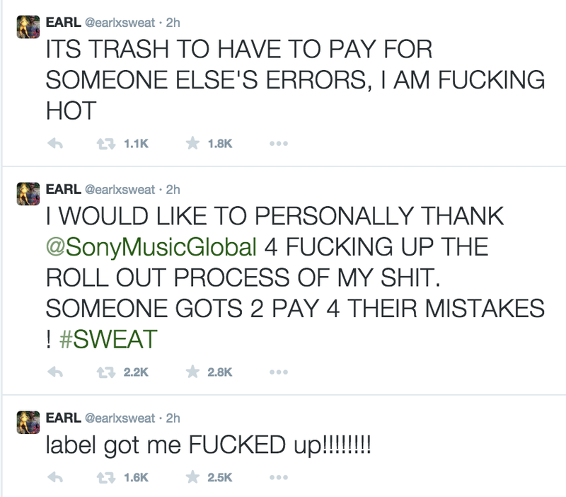 Illustration for article titled Earl Sweatshirt is not happy with how Columbia handled his new album release